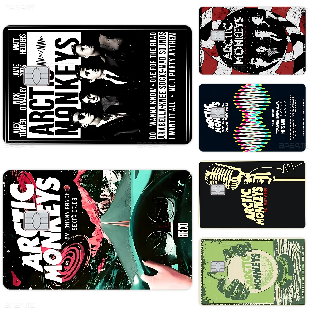 Vintage ártico macacos rock band jogo filme capa adesivo caso para pequeno chip cartão de crédito de débito lado frontal