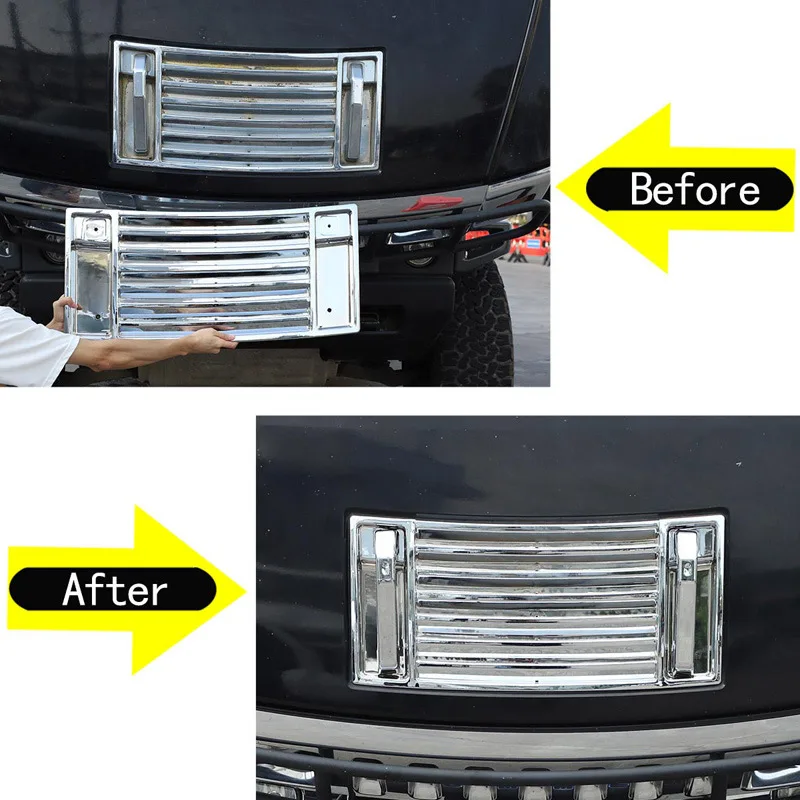 For Hummer H2 2003 2004 2005 2006 2007 2008 2009 ABS Chrome Hood Deck Vent Panel Handle Covers Trim Car Modification Accessories