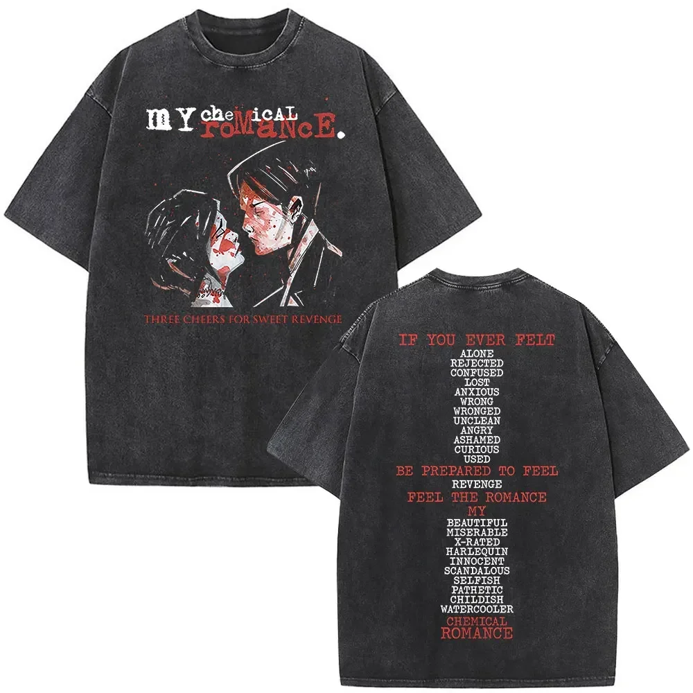 Customization Shirt Rock Band My Chemical Romance Vintage Washed T-shirt Three Cheers For Sweet Revenge Gothic T-shirts Men's Wo
