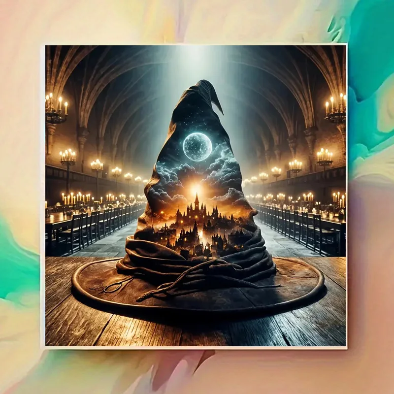 Magical Wizard Hat Castle Hall Candle Landscape 5D DIY Diamond Painting Kit Full Round Drill Home Wall Decor Adults or Kid Gift