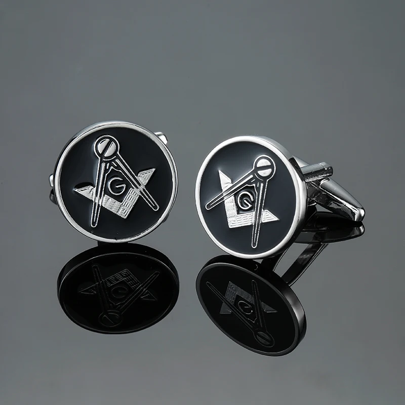 Men\'s French shirt cufflinks copper material enamel polished Freemason cufflinks fashion brand clothing accessories wholesale