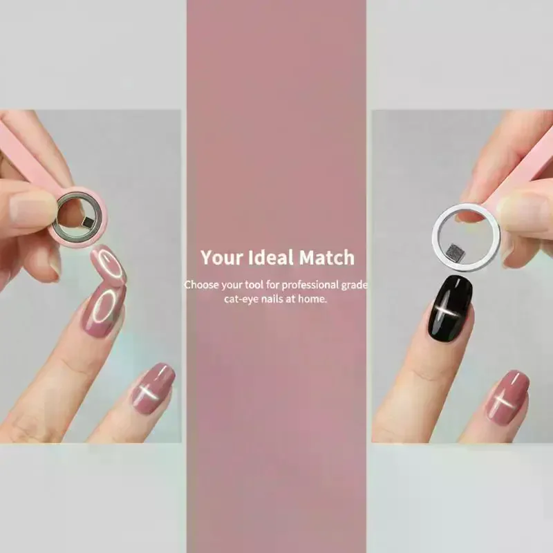 Ímã Circular Olho de Gato para Unhas - Ferramenta Magnética Forte para Gel Esmalte, Guia DIY para Design de Manicure