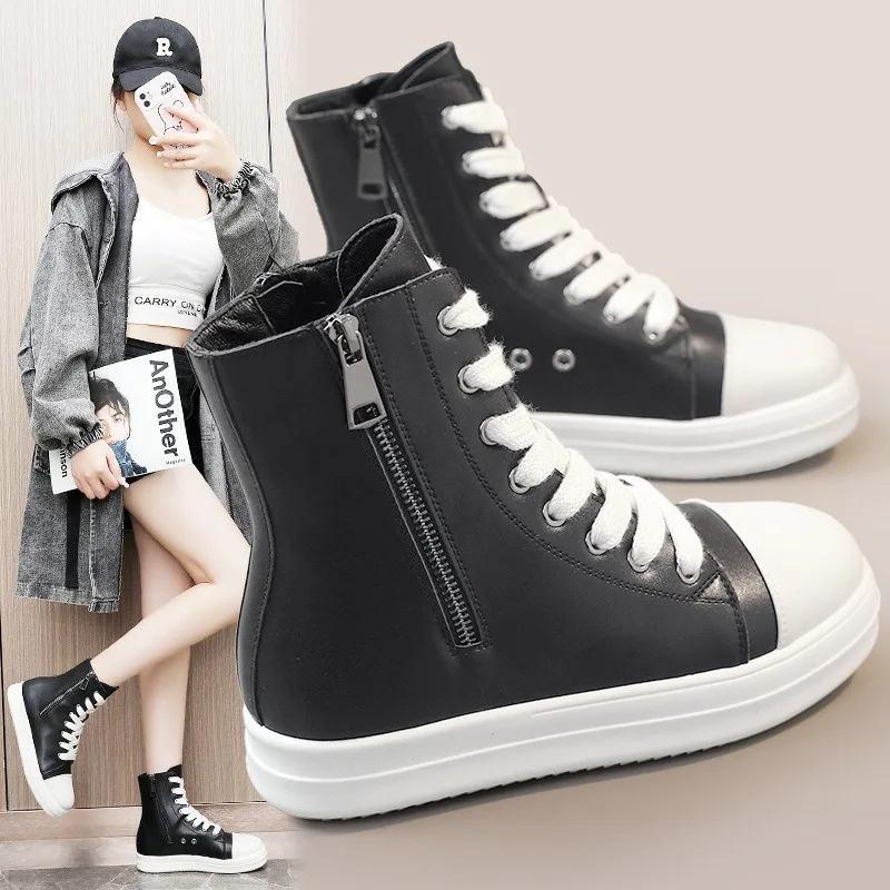 Patent Leather Classic Casual Shoes 2024 Sneakers Spring Zipper Convenient Plus Size Women's Shoes Leather Walking Shoes Female