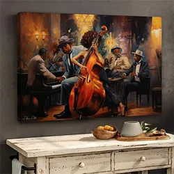 Canvas paintings of African American jazz bands, fashionable home decor, party background wall decoration