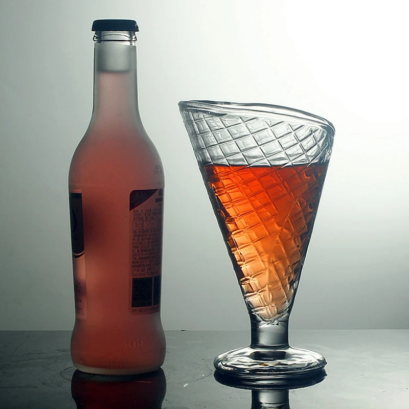 220ml kubek do lodów szklany kielich koktajlowego wzór siatki zagęszczonego szkła o dużej pojemności luksusowe prezenty przezroczystego kubek na