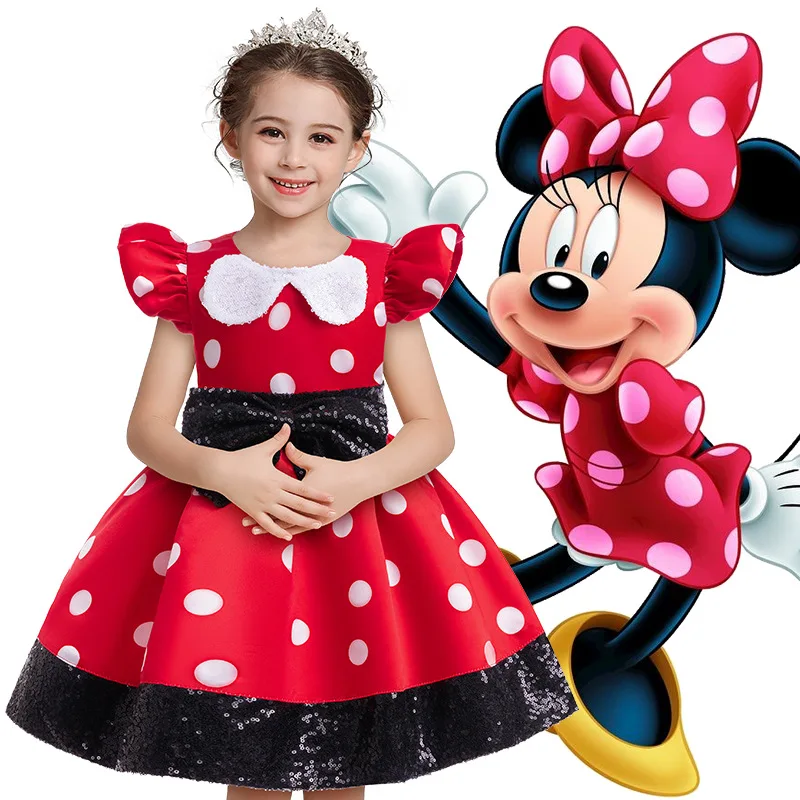 Kids Girl Princess Dress Cartoon Csoplay Dress Sequin Puff Sleeve Children Birthday Party Costume Summer Toddler Outfit