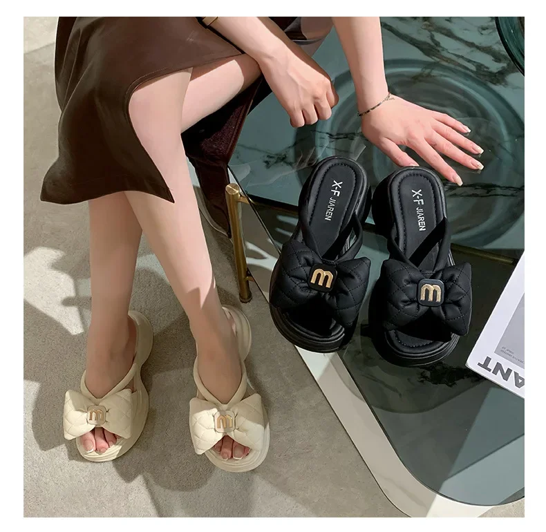 2026 Sommer Neue Mode Damenschuhe Pantoletten Bequeme Plateau-Schuhe Hohe Absätze Freizeit Blumen Outdoor Strand Pantoffeln für Frauen – Detail 12