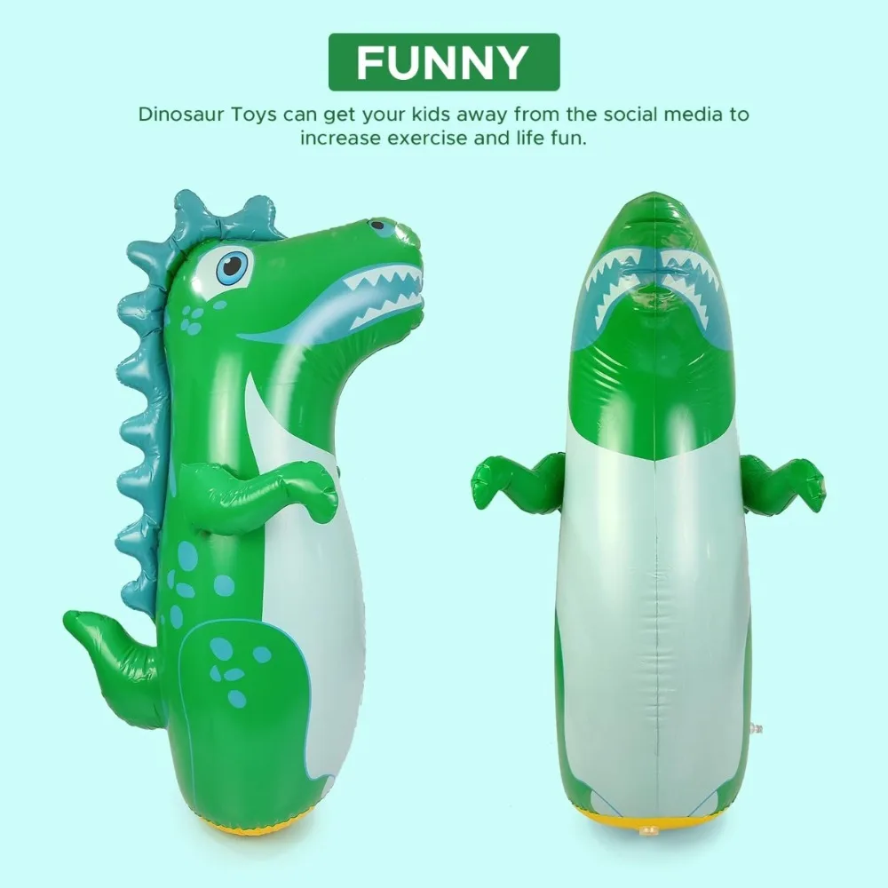 Nadmuchiwana zabawka do bicia, typ rebound, model dinozaura, nadmuchiwany worek bokserski stojący, zabawka interaktywna do aktywności sportowych.