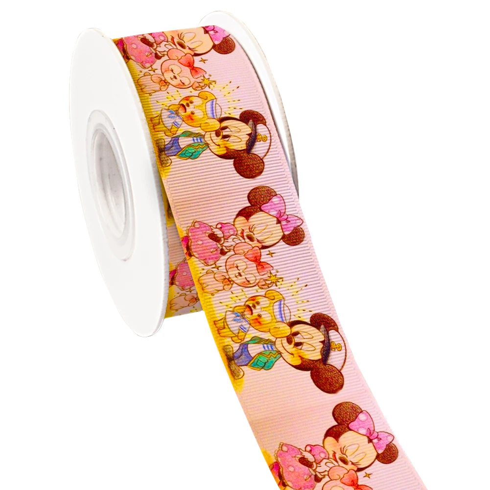 10 Yards Cartoon Characters Print Grosgrain Ribbon Disney Mickey Minnie Satin Ribbon DIY Craft Gift Ribbons Packing Wrapping