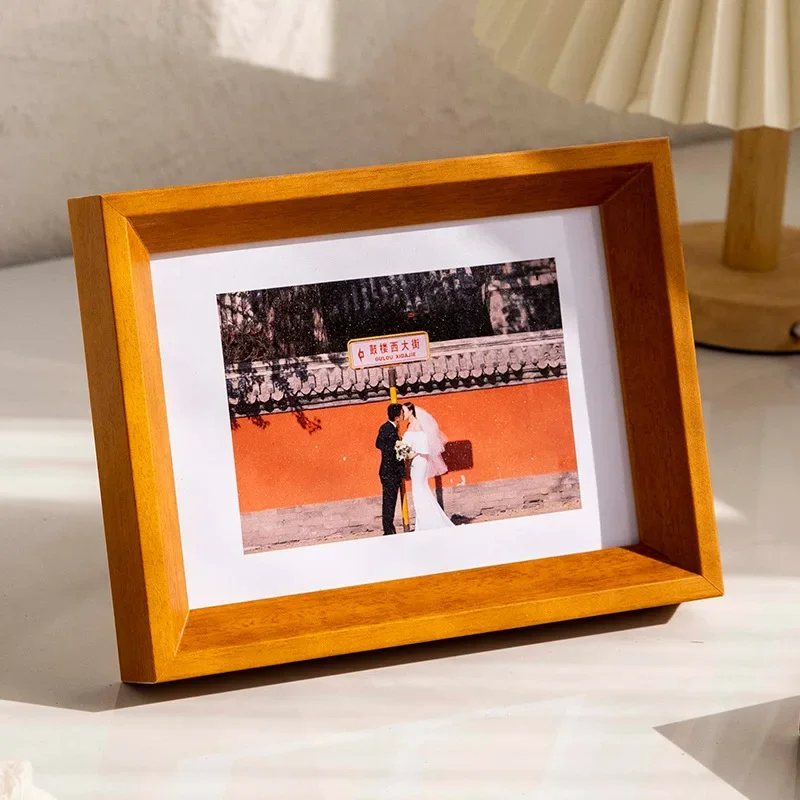 Simple Solid Wood 6-inch & 7-inch A4 Photo Frame, Elegant Tabletop Display Decoration for Home and Family Home Decor