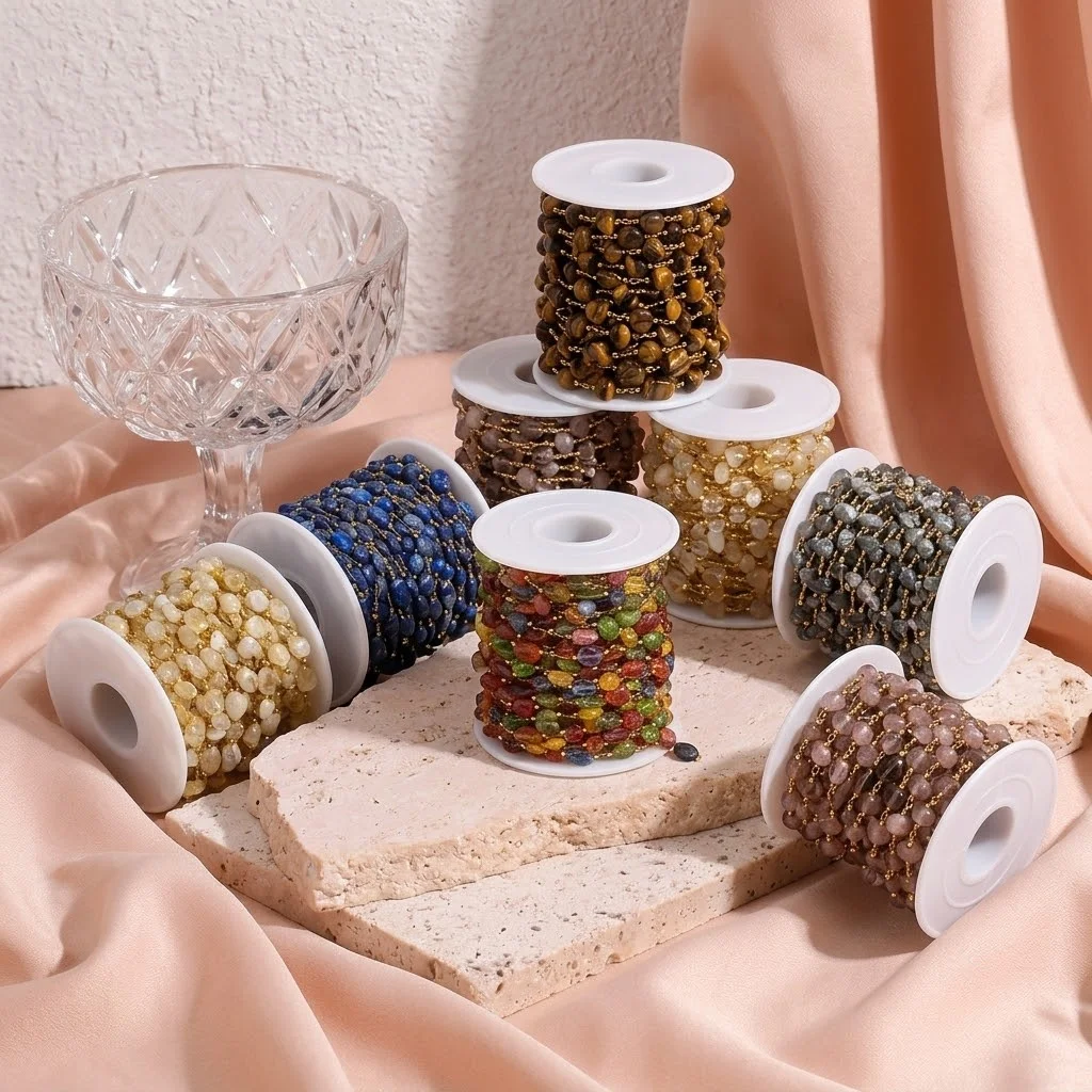 1 Meter Edelstahl-Perlenkette, Stein-Halsketten, Handgefertigte Armbänder, DIY Schmuckherstellung, Komponenten und Materialien – Detail 2