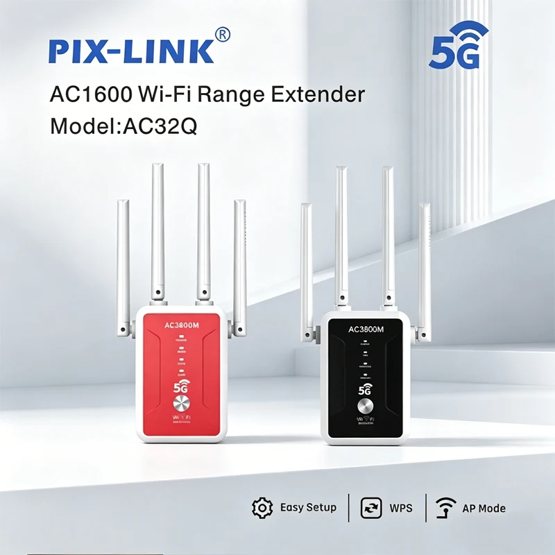 

Усилитель Wi-Fi сигнала PIX-LINK AC3800 3800 Мбит/с, двухдиапазонный, 5 ГГц, с 4 антеннами, работает с любым роутером
