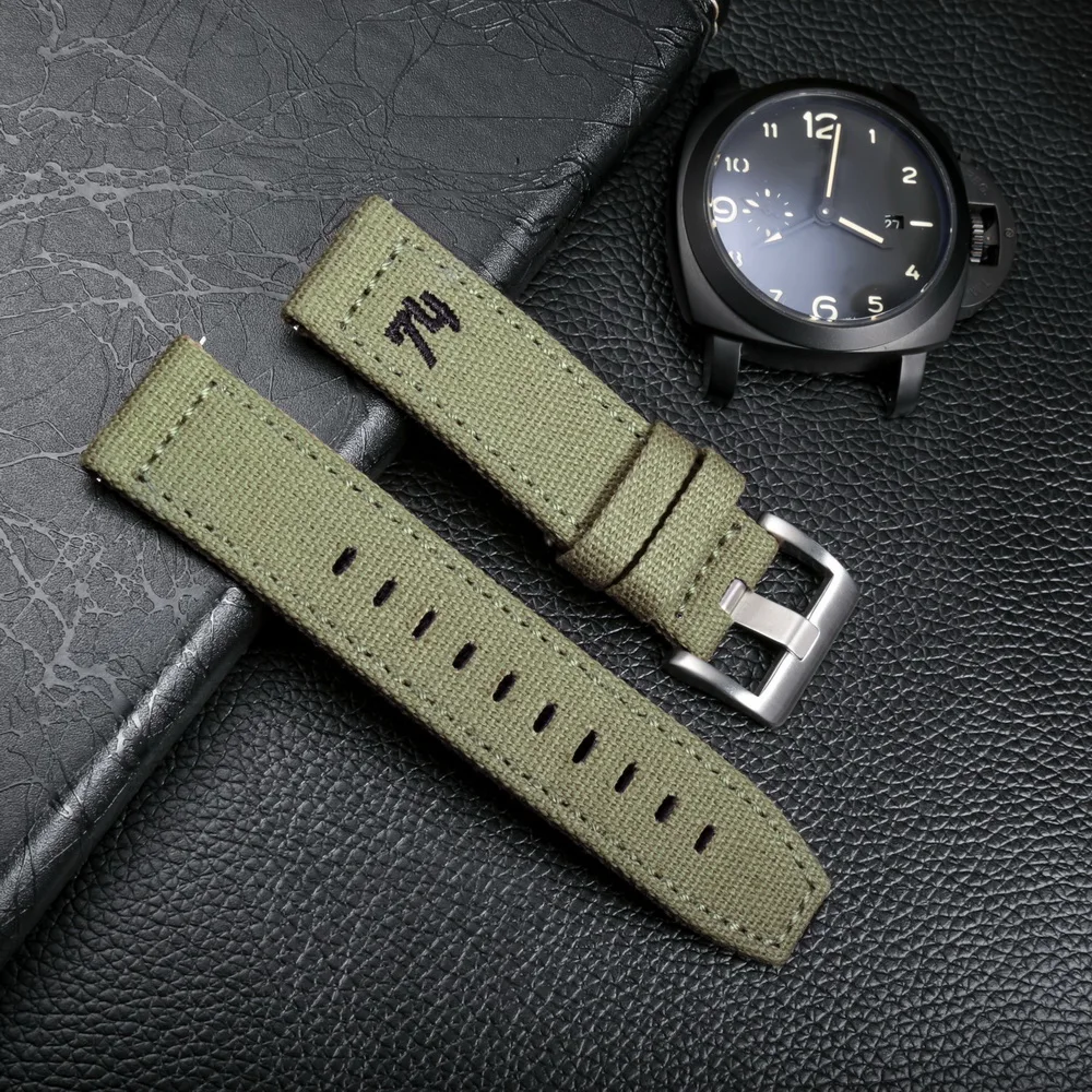 Hemsut Two Ply Canvas Watch Bands Quick Release 18mm 20mm 22mm 24mm Fashions Wrist Straps For Man Women