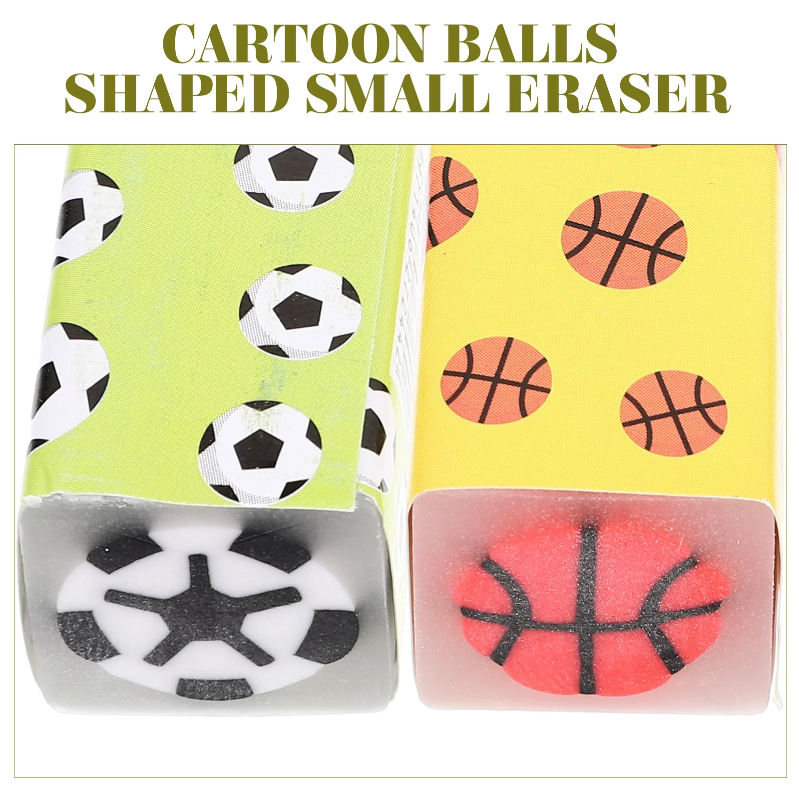 

12pcs Kids Balls Pencil Cartoon For Students Cute Rectangular Pvc Erasers School Supplies Classroom Office Designers Children