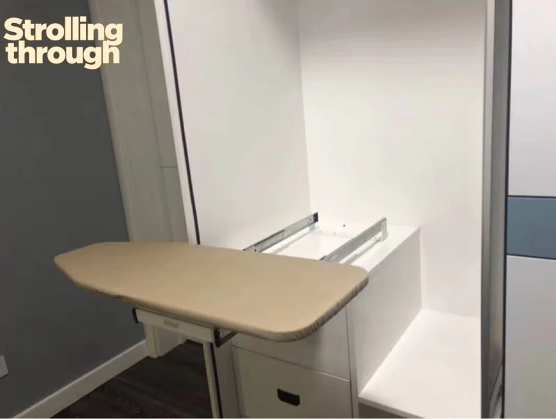 

Cloakroom Household folding wardrobe Cabinet ironing board Hidden ironing board Electric iron rack Push-pull damping ironing