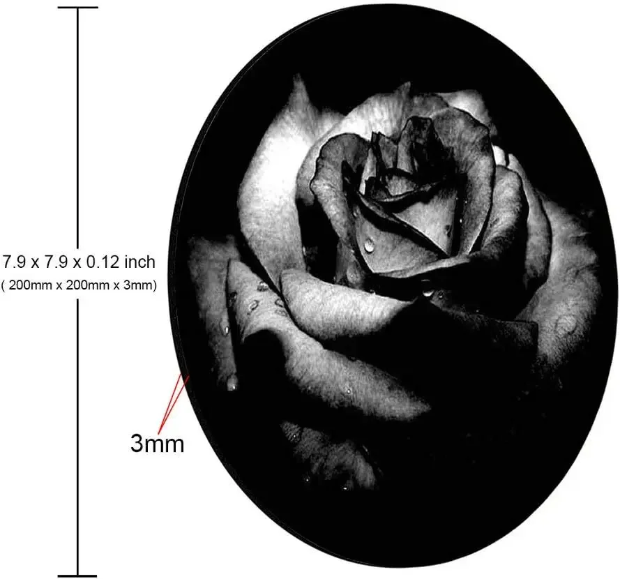 Mouse pad Rectangular gaming mouse personalized retro black rose non slip rubber mousepad customized round 7 9 x 7 9 x 0 12 inch