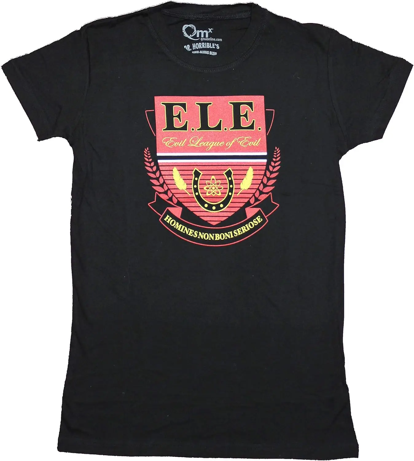 Dr. Horrible's Sing Along Blog Girls Juniors T-Shirt - Evil League of Evil Crest (Large) Black