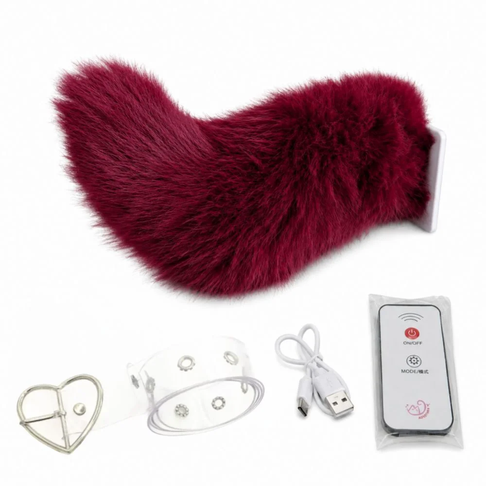 Voice Control Electric Fox Tail Belt Remote Control Realistic Role-playing Belt Fluffy Rechargeable Electric Tail