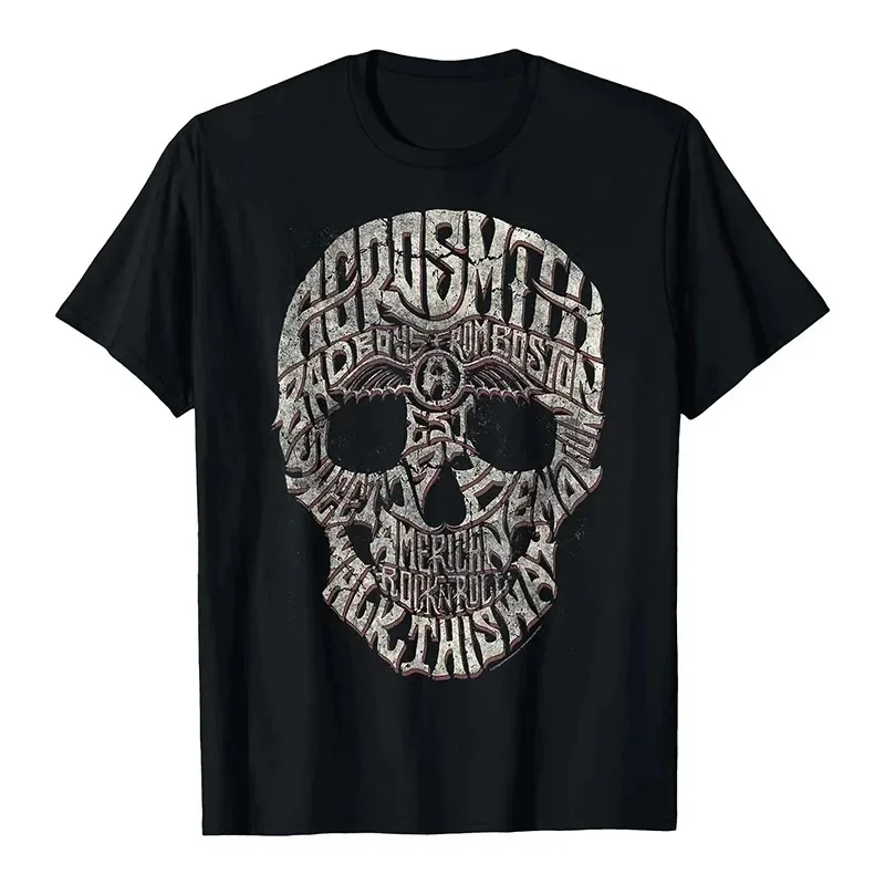 Aerosmith, uma banda americana de hard rock, é uma camiseta casual clássica de marca de luxo para homens e mulheres, Top 2026 Nova Coleção da Banda