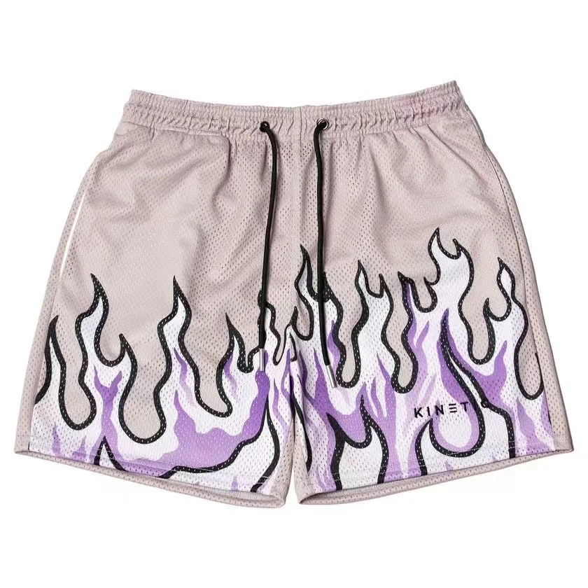 2025 Breathable Men Shorts GYM Basketball Running Quick-Drying Shorts Baggy Flame Print Fashion Shorts Summer Shorts