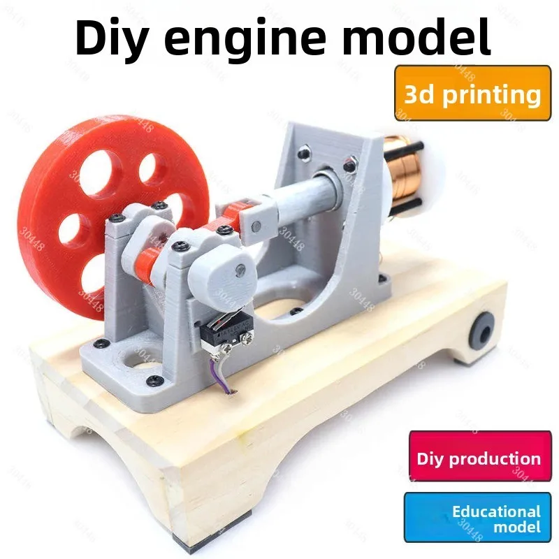 Diy Electromagnetic Engine Model - Single Cylinder Piston Engine - Science & Technology Invention Kit for Physics Course