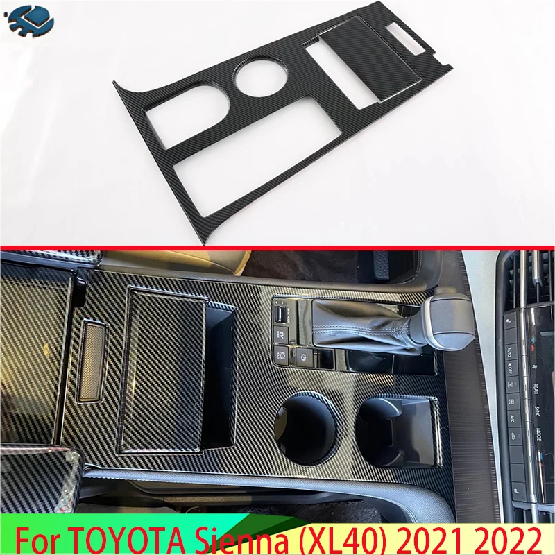 

For TOYOTA Sienna (XL40) 2021 2022 Carbon Fiber Style Gear Shift Panel Center Console Cover Trim Frame Car Styling Sticker