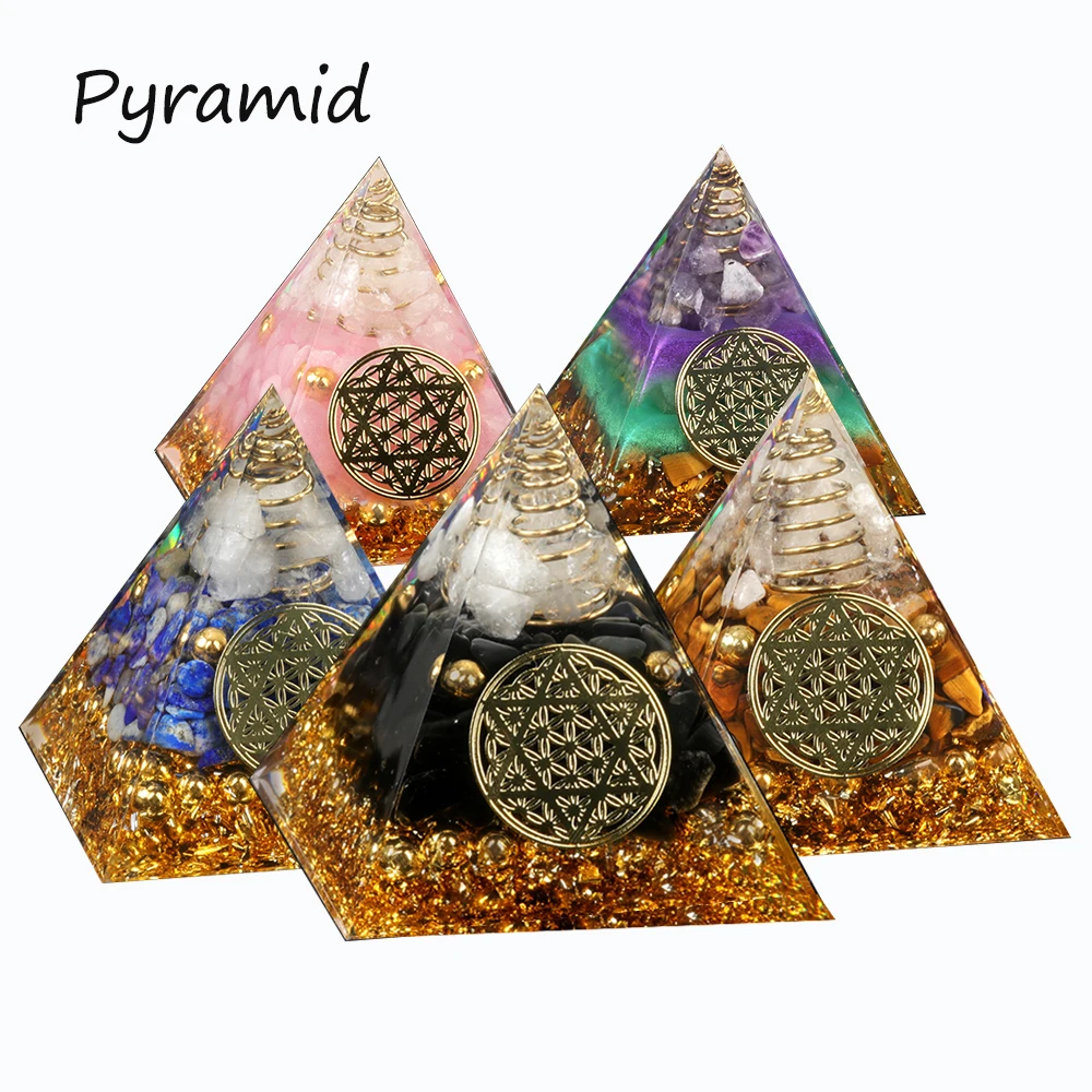 6cm Natural Crystal Pyramid Energy Natural Amethyst Reiki Healing Crystal Chakra Resin Pyramid Meditation Tool Home Decoration