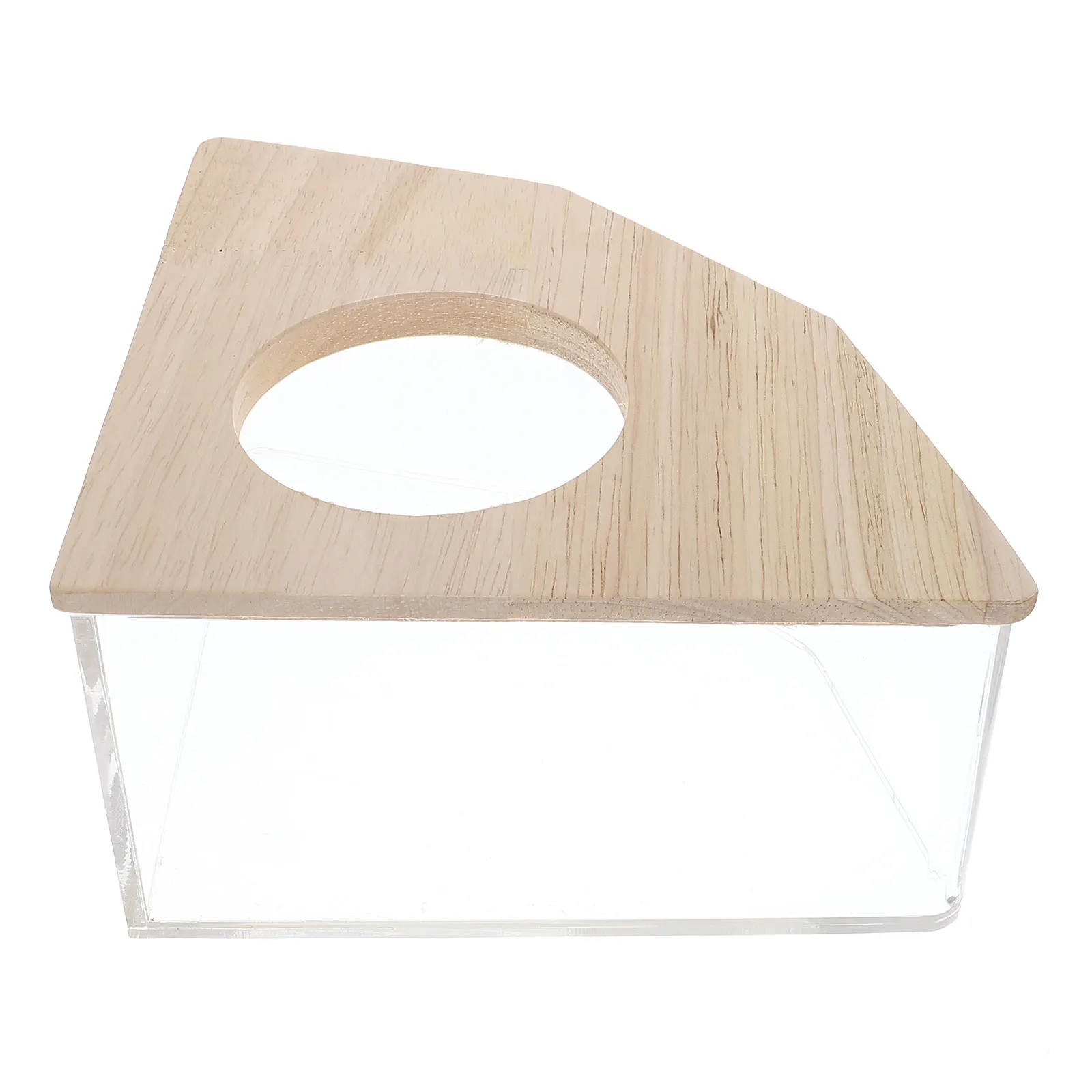 

Hamster Sand Bath Box Transparent Multi Function Acrylic Wooden Basin for Small Animals Chinchilla Bathtub