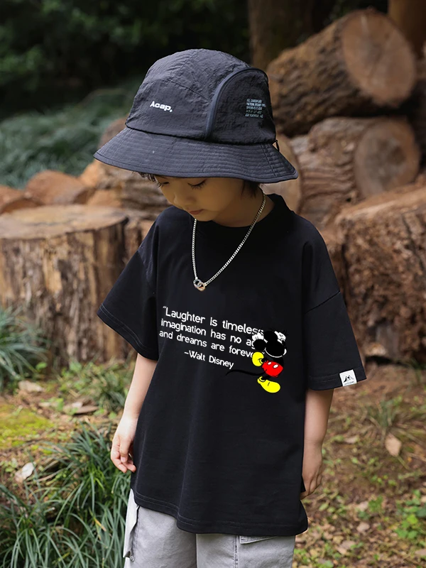 Disney Mickey Minnie Mouse T-shirt Cotton Short Sleeve Tees Cute Anime Boys Girls Clothes Fashion Hip Hop Tops Cartoon Toddler