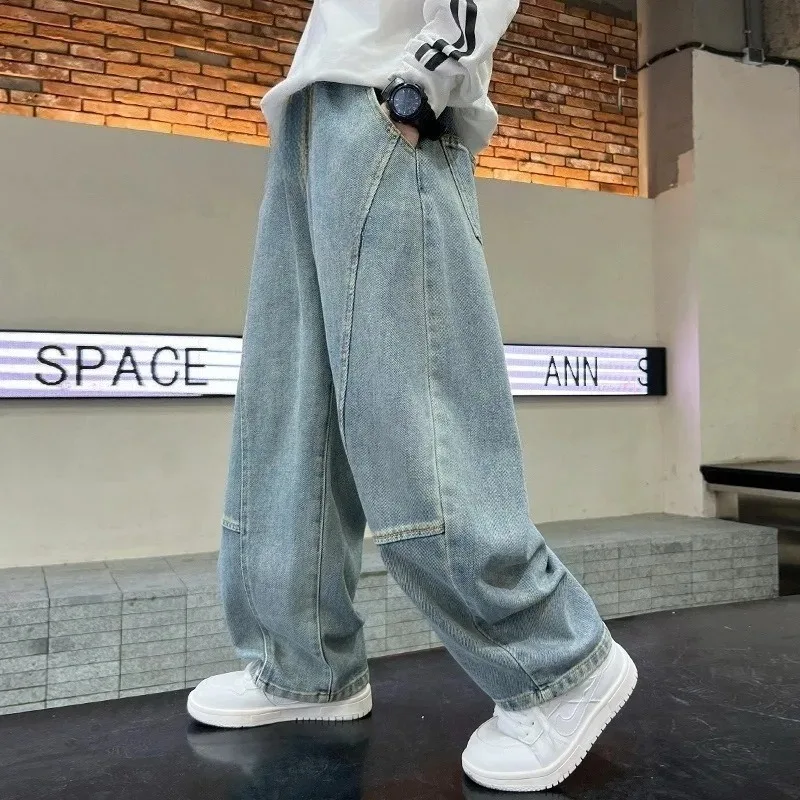 Boys Scimitar Jeans Spring Autumn New 4-12YearsChildren Wide Leg Pants Medium Older Boys Pants Kids Clothes