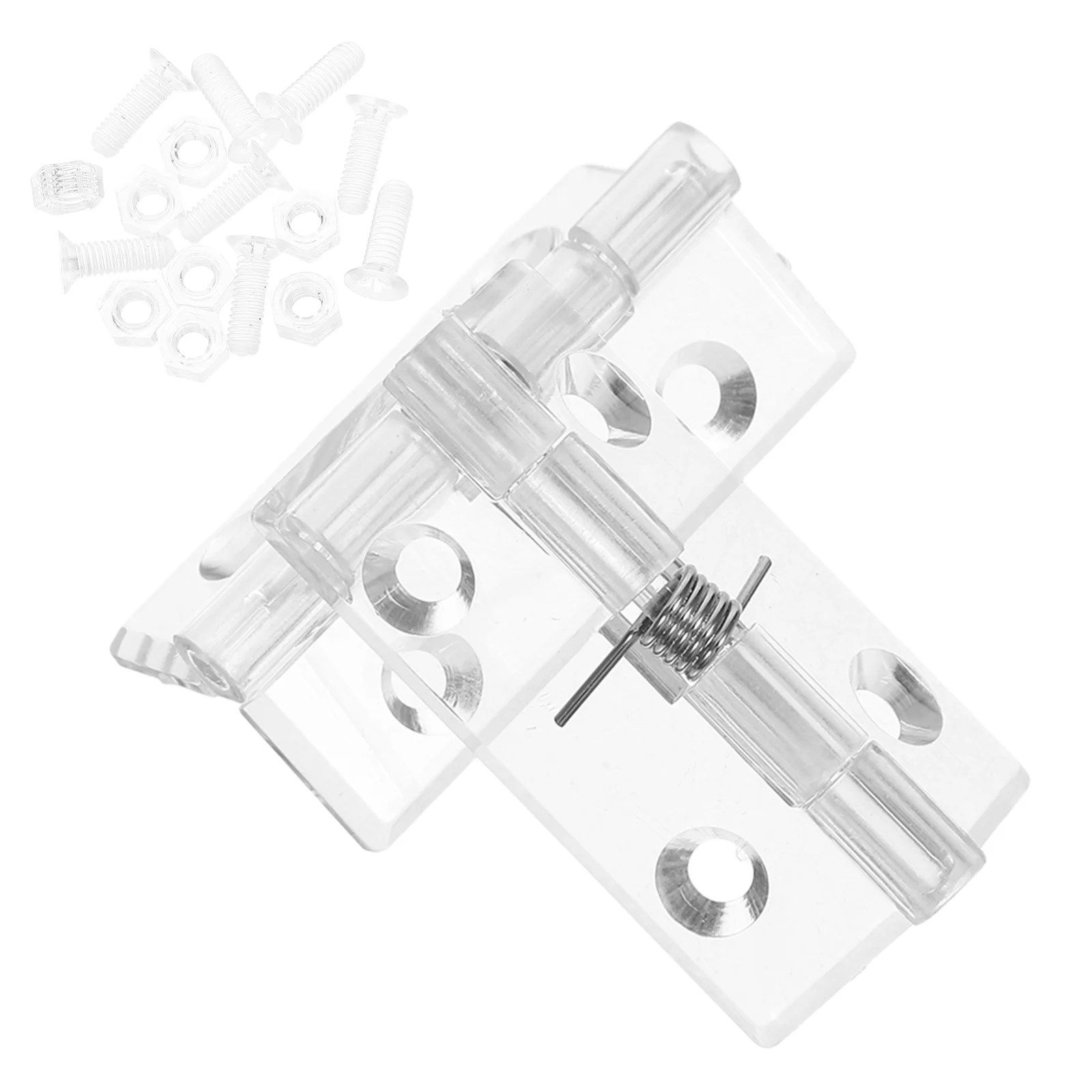 

2 pcs Self-closing Hinge Automatic Door Hidden Spring Stainless Steel Transparent Small Hinges Bookcase Furniture Hardware