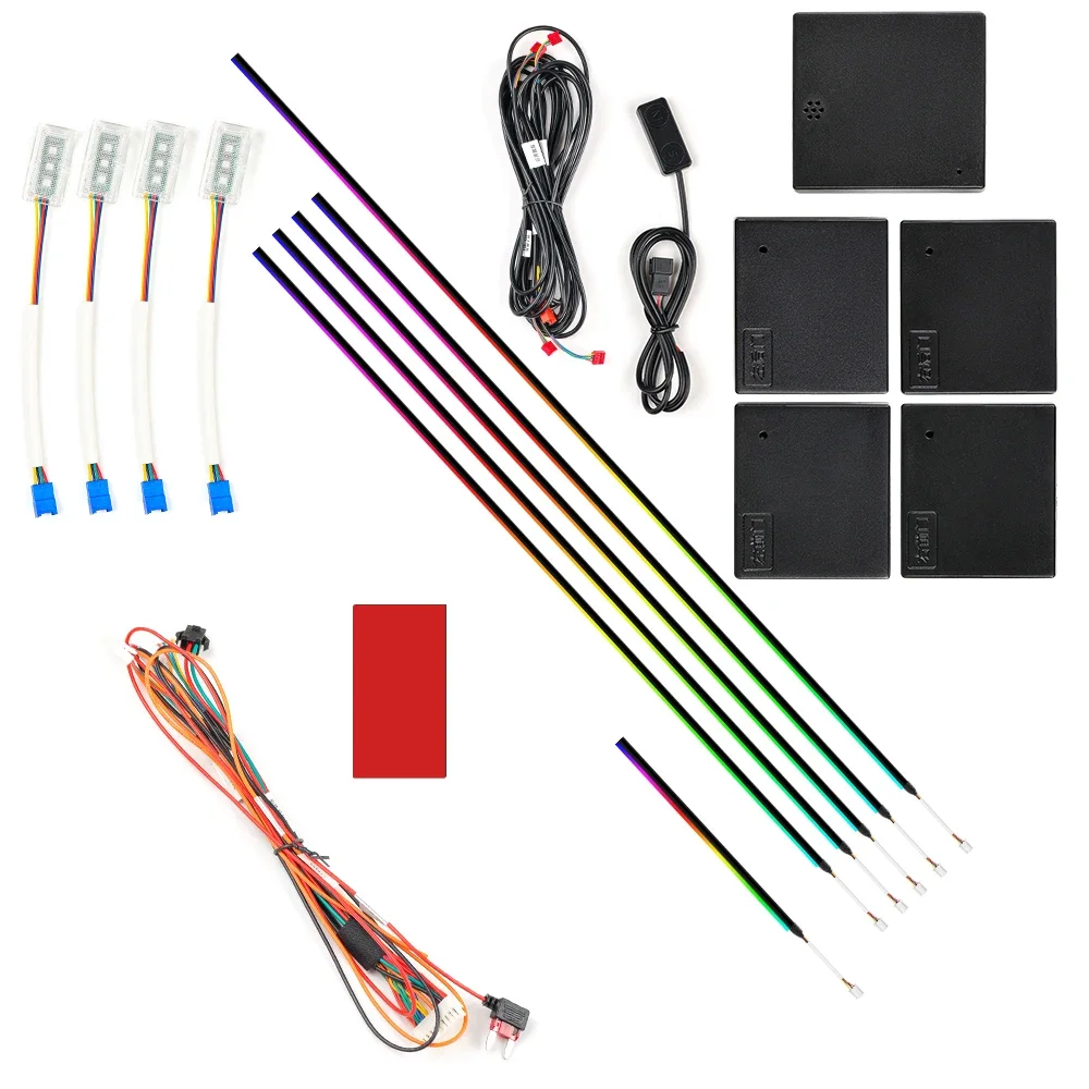Universal 12V 6 In 1 18 In 1 64 Colors RGB LED Acrylic Car Strip Light Atmosphere Interior Dashboard Chasing Car Ambient Light