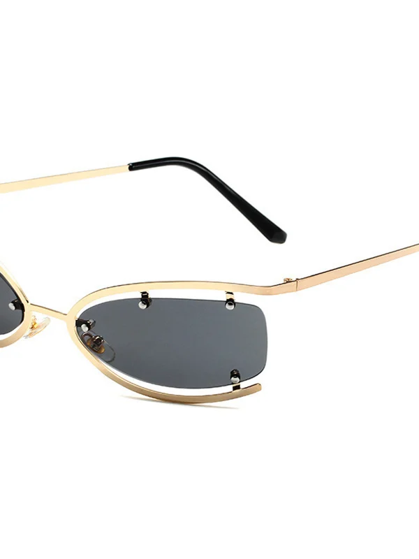Kacamata Hitam Logam Berongga Warna Merkuriu untuk Wanita, Teknologi Masa Depan, Kacamata Hitam Sle, Modis untuk Wajah Bulat