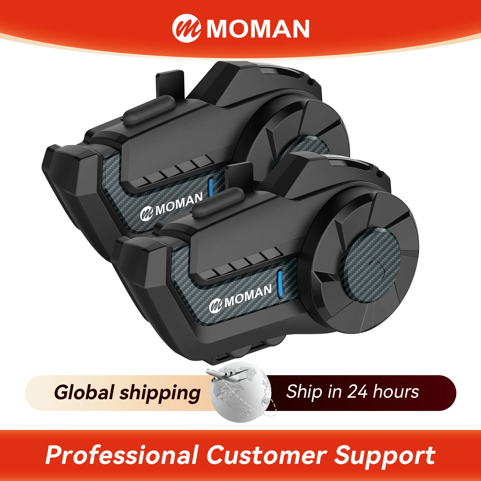 Moman – interphone de moto H2Pro, système de Communication pour casque de moto jusqu'à 1000M, avec suppression du bruit DSP et CVC, partage de musique FM