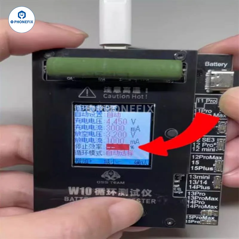 OSS Team-Battery Life Pop Up Tester, Saúde e Substituir Ferramentas, Aumentar rapidamente, iPhone 11, 12, 13, 14, 15 Pro Max, W10