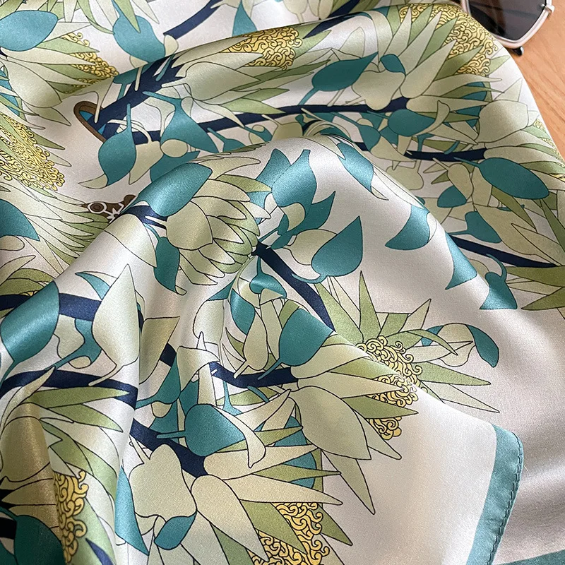 53 センチメートル女性 100% シルクスカーフ自然スカーフ女性花ネッカチーフバンダナ高品質小さなスカーフヘアバンド 2024