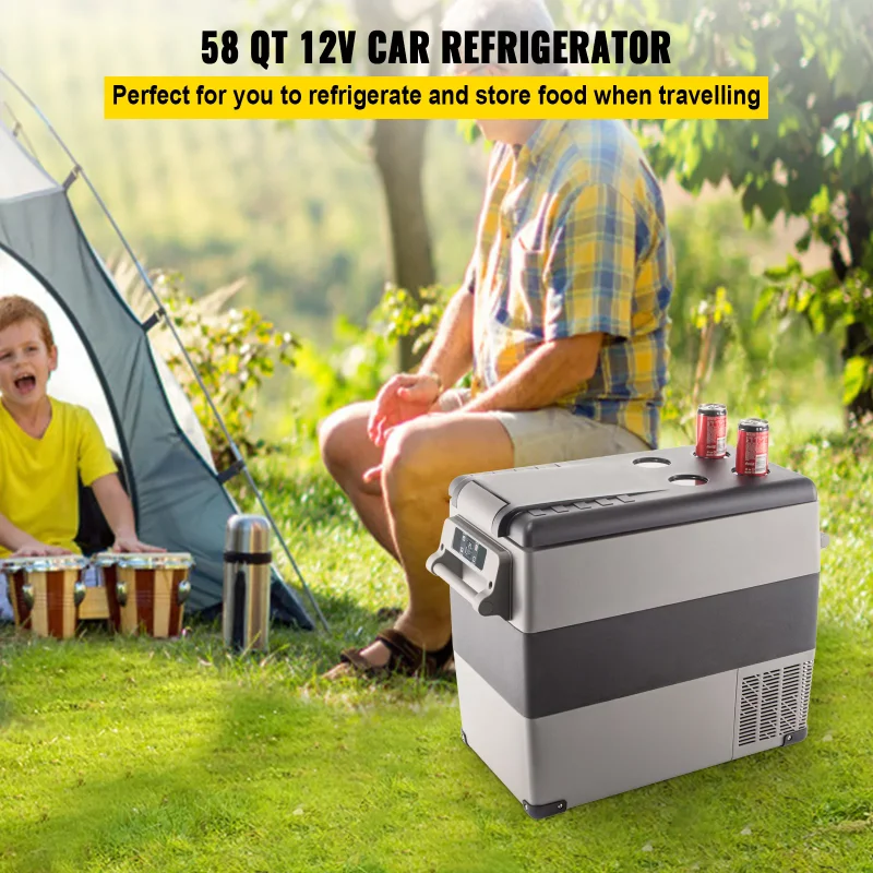 VEVORbrand 45L Portable Car Refrigerator 48 Quart Compact RV Fridge 12/24V DC & 110-240V AC Car Truck Boat Mini Electric Cooler