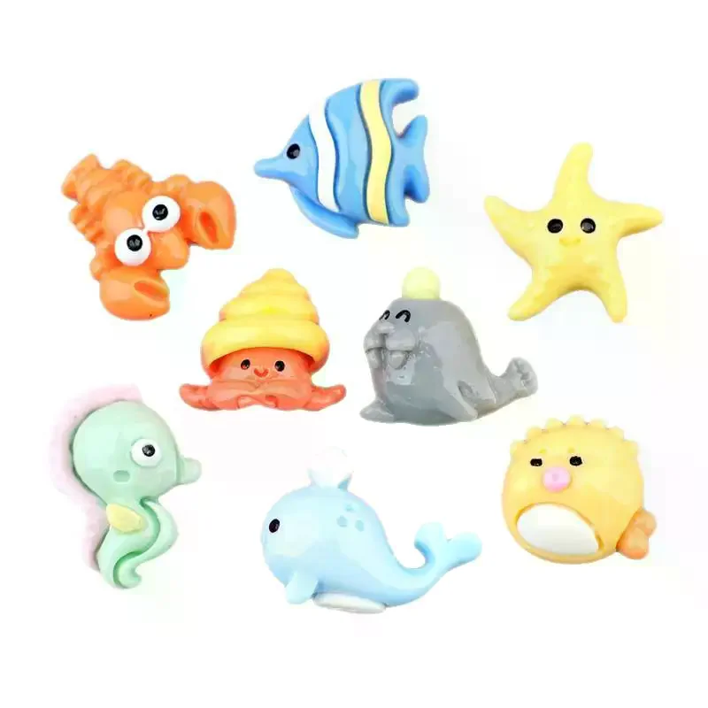 20Pcs Kawaii Mini Cartoon Crayfish Resin Flat Back Cabochons for DIY Shoe Decor Scrapbooking Keychain Craft Supplies