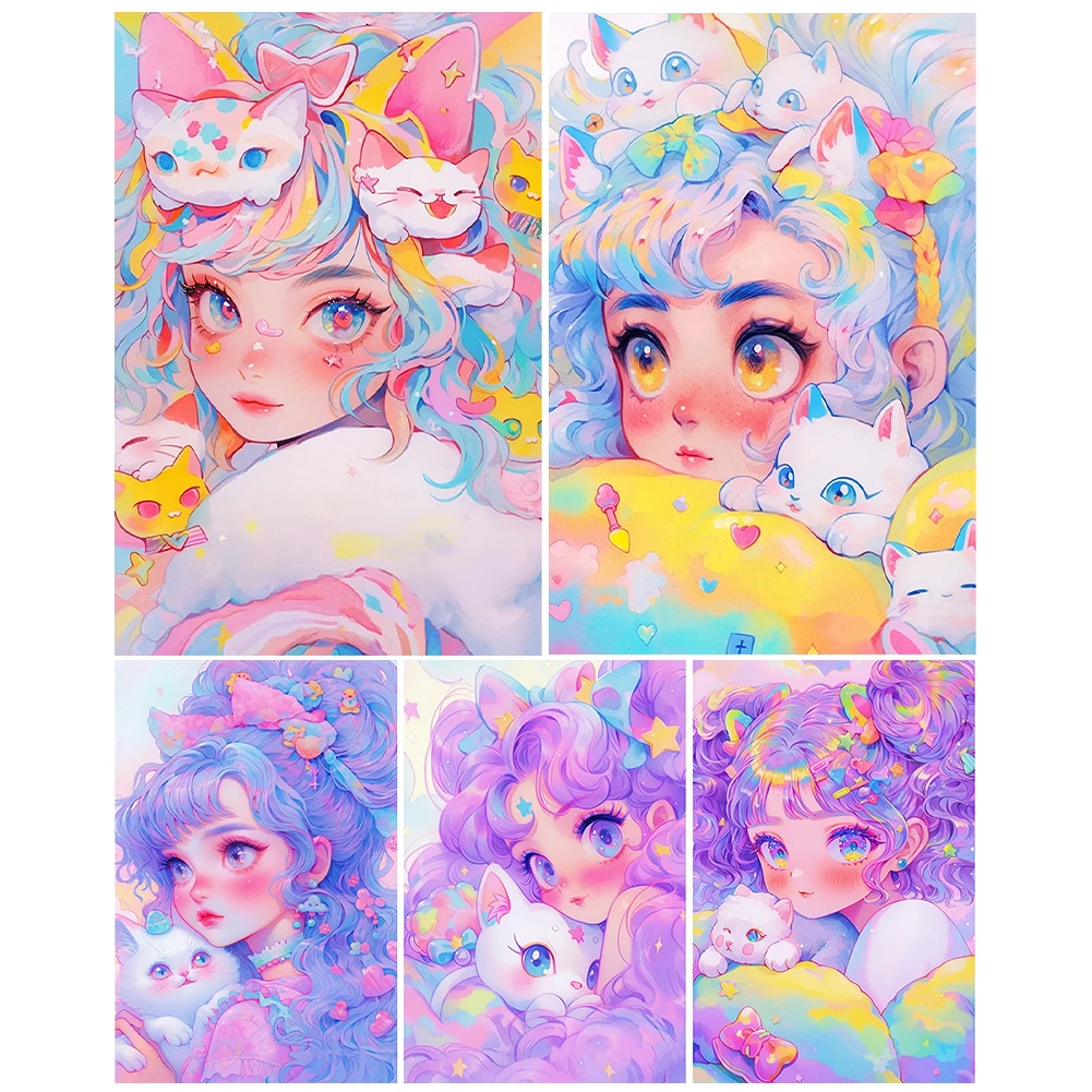 

Cartoon Girl Full DIY 5D Round Drill Gem Art Diamond Painting Kits for Adults Home Decor Art Diamond Painting 15.75x23.62in