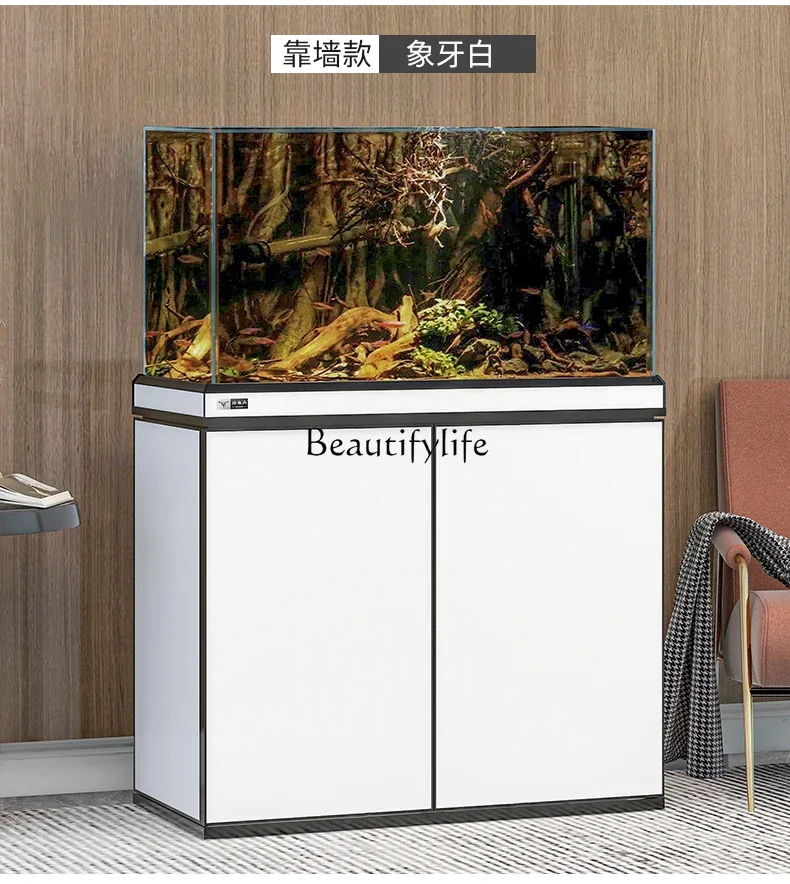 09Ultra-white glass Lanshou goldfish fish tank ecological landscaping living room small and medium bottom filter aquarium