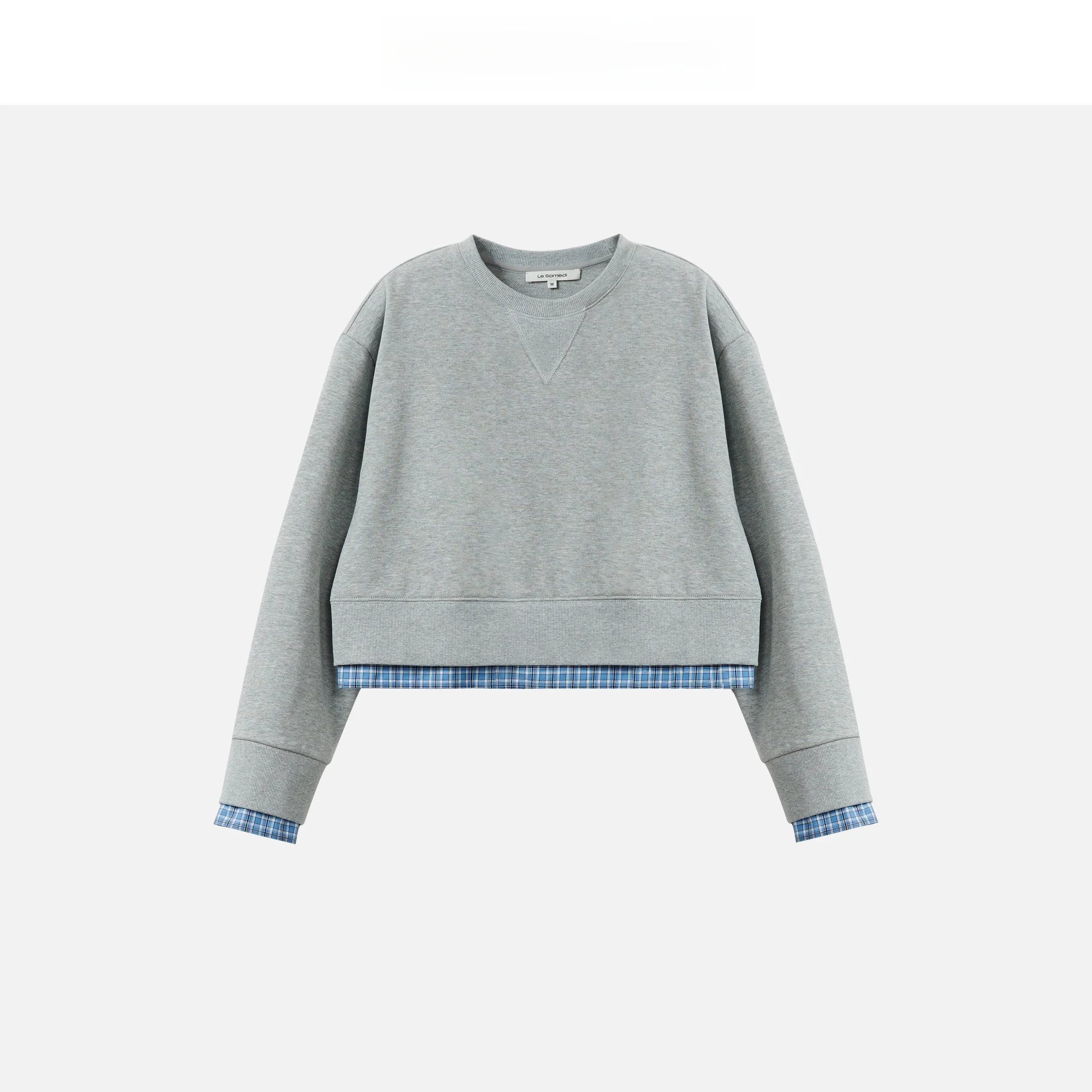 

Женская толстовка Le Samedi Preppy синяя в клетку с круглым вырезом, новая весенняя модель, повседневная, дышащая, с длинными рукавами