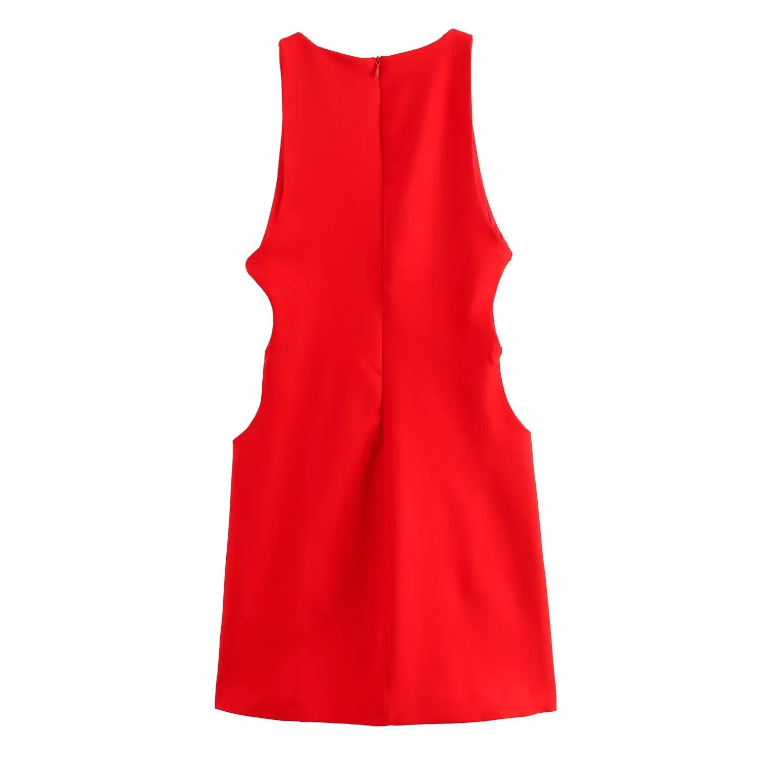 Women\'s vest dress mini hollow dress red round neck sleeveless vest short skirt fashion elegant party dress 2024 new summer