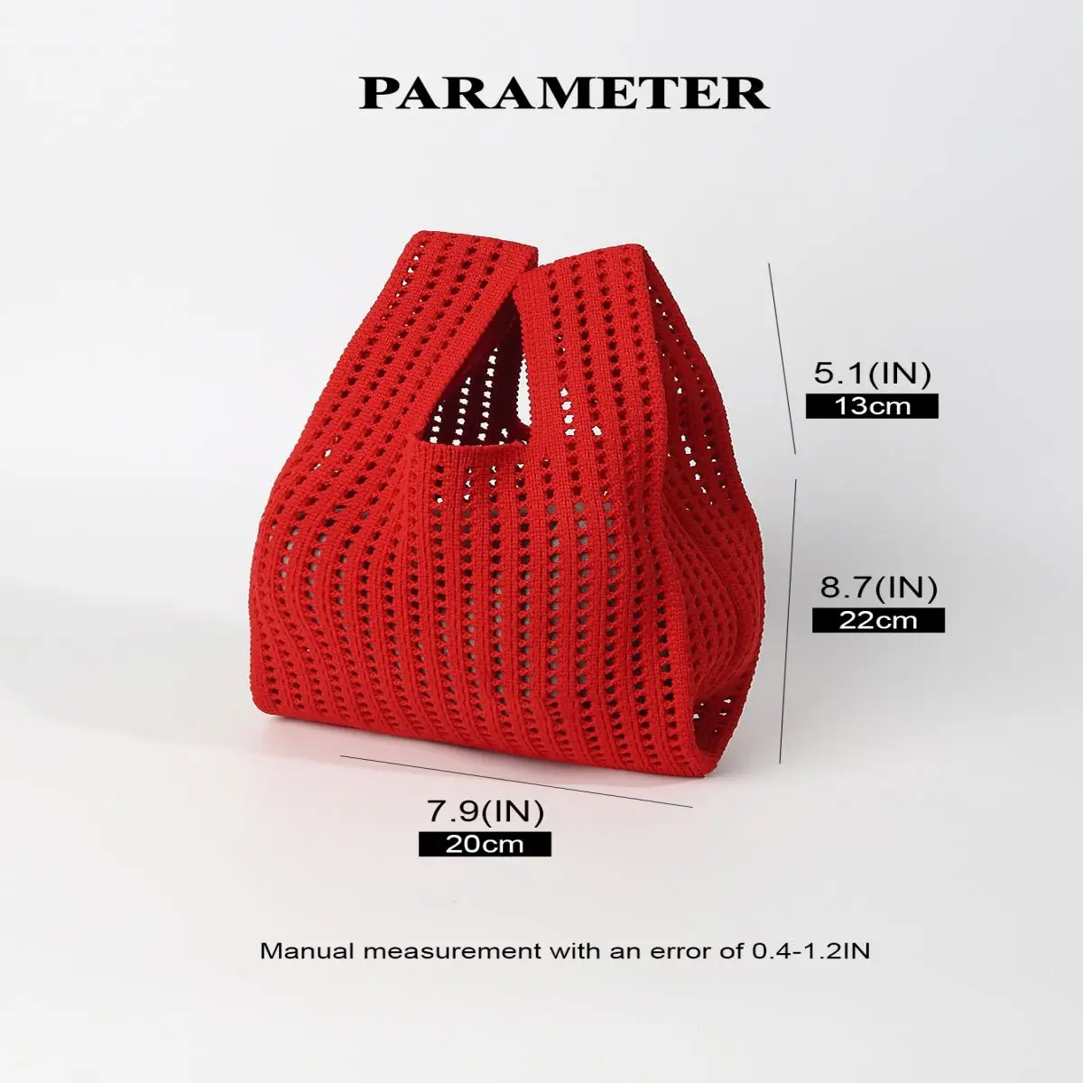 Handmade Knit Handbag Women Mini Shoulder Bag Female Casual Color Wide Stripe Plaid Tote Bag Student Cell Phone Package