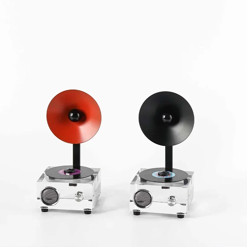 

In stock New In stock Orange Black Ornament Crystal Metal Speaker Record Player with Art Deco Design for Anniversary Occasions
