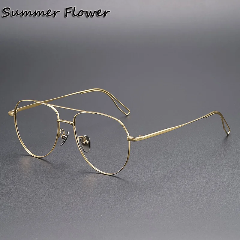 

Man Gafas Gold Double Bridge Optical Frame Gentlemen Classic Design Spectacle Flexible Eyewear Oversize Glasses Man Myopia Lens