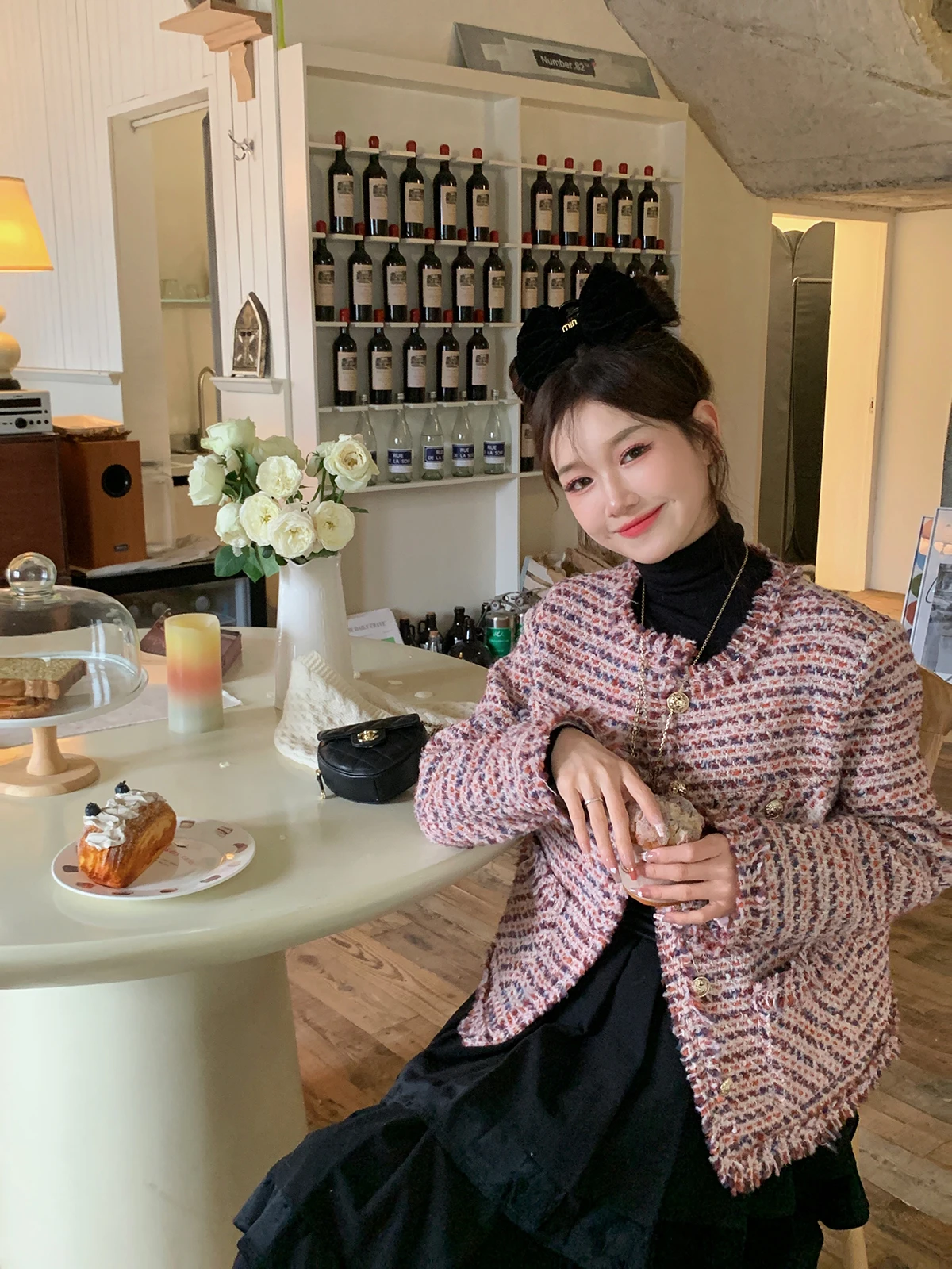 

Женская твидовая короткая пуховая куртка DbyDoi: осенне-зимняя модная элегантная модель малого размера, премиум-качество, корейский стиль