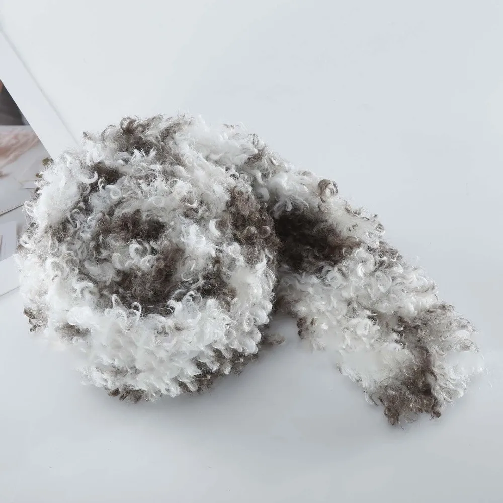 Lockiger Textur-Magnetischer Halstuch mit Fleckmuster, Dicker Lockiger Fleece-Kragen, Premium-Qualität, Winddichter Kunstfell-Schal – Detail 10