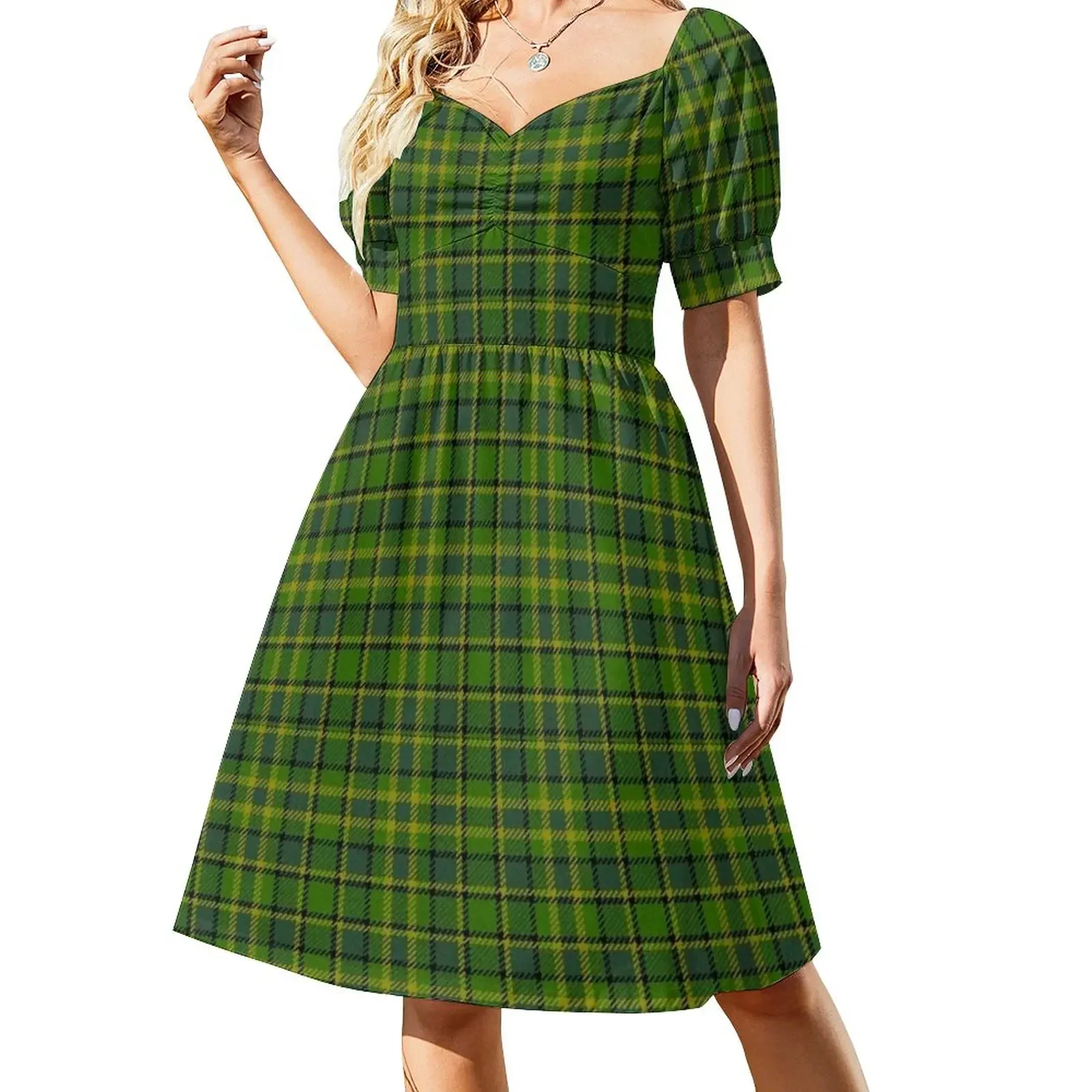 

WESTY Plaid Green interior Sleeveless Dress Women's summer dress bandage dress vintage