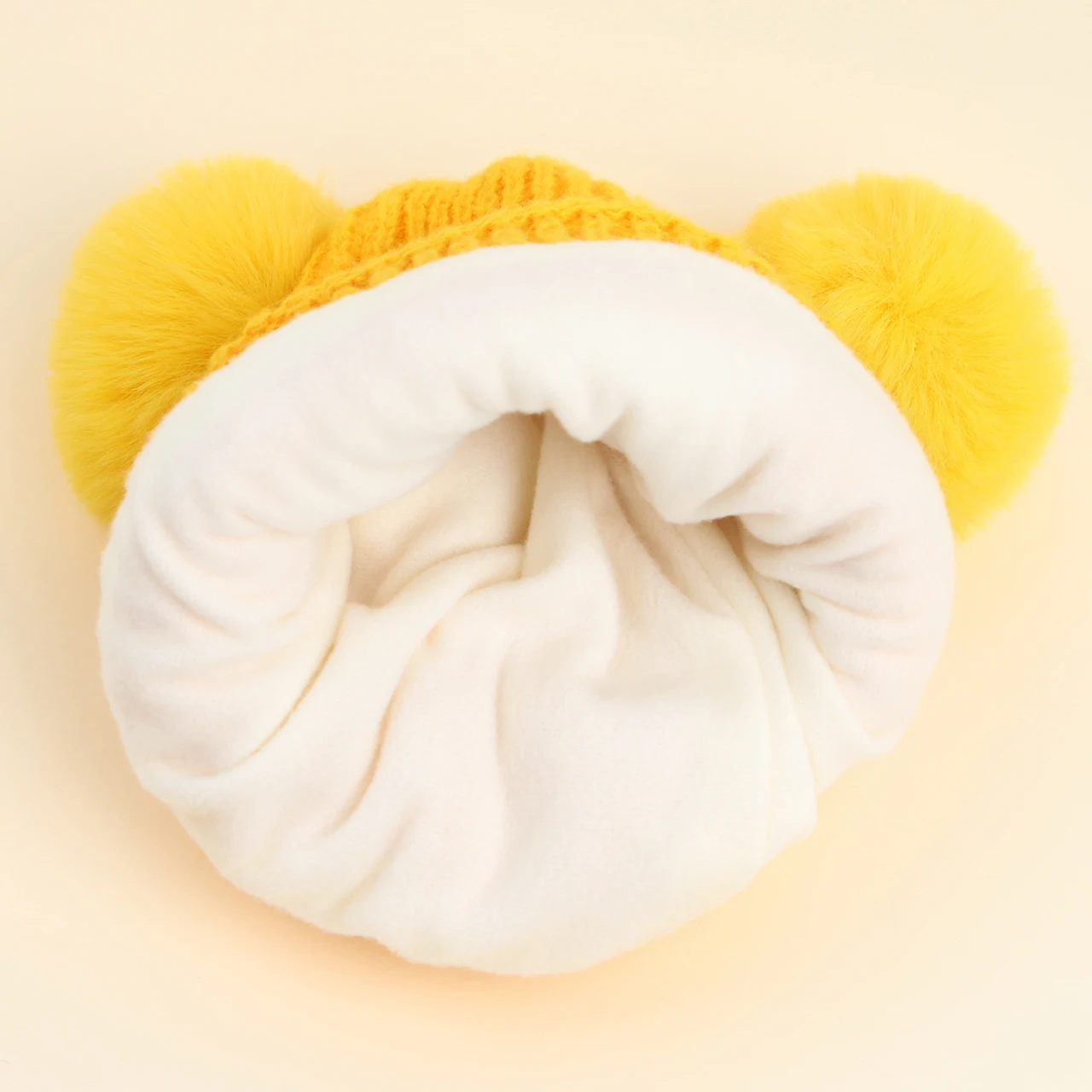หมีน่ารักเด็กหมวกฤดูหนาวเด็กอบอุ่นถักหมวกคู่ Pompom ทารกโครเชต์ Bonnet Plush Ball ทารกแรกเกิดขนสัตว์หมวก 0-1Year