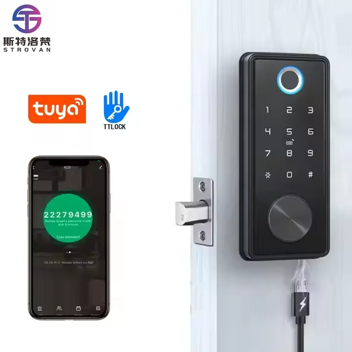 ZXHK Tuya Smart Keyless Fingerprint Lock Aluminum Door Security Digital Code Smart Gate & Door Locks